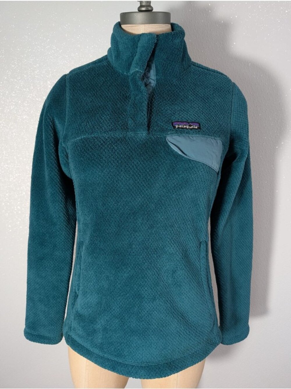 Patagonia Womens Polartec Thermal Pro Blue 1/4 Zip Fleece Pullover Sweater S
